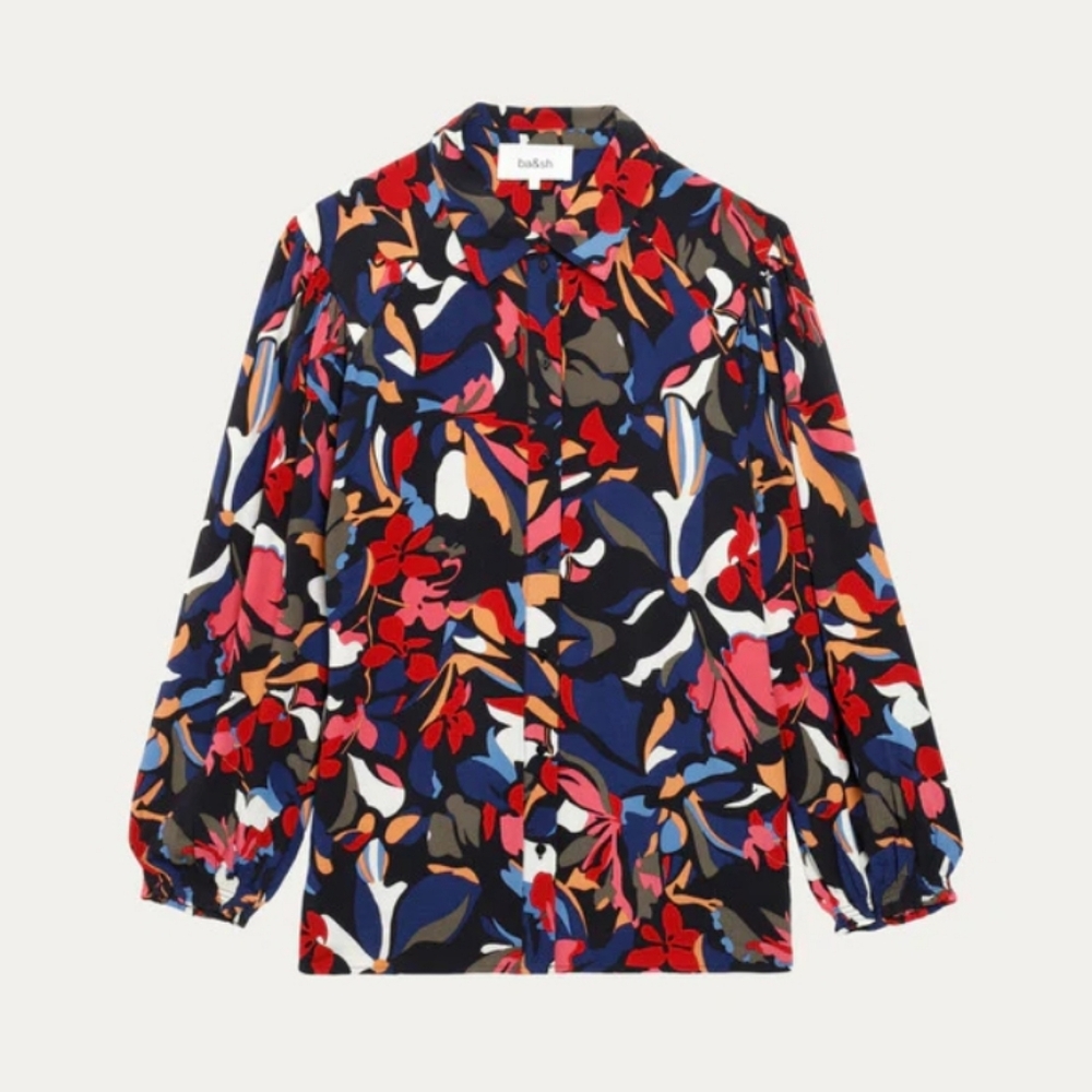 Ba&Sh Celline Blouse Artsy Abstract Oversized XS